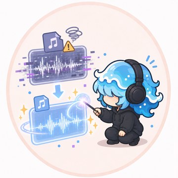 音檔雜訊修復：角色戴著耳機處理雜訊訊號